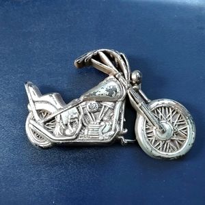 Motorcycle belt buckle Silver tone